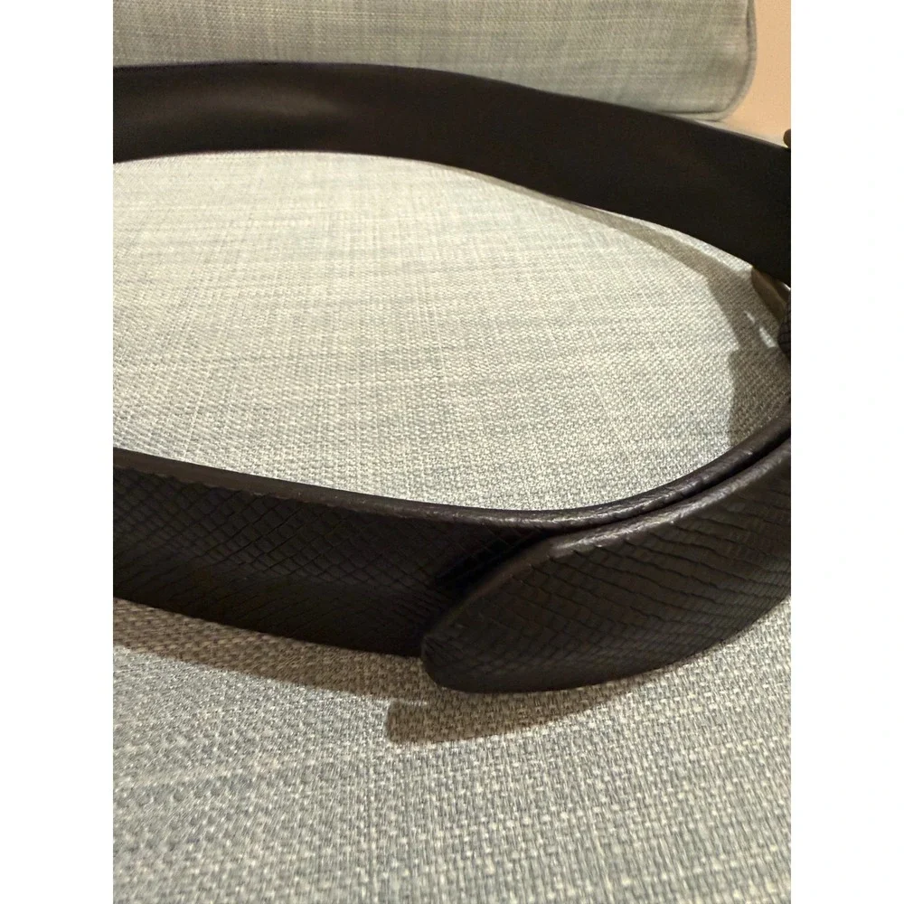 Magnanni Wayne Relax Black Leather Textured Diamond Pattern Belt 34 MSRP $134